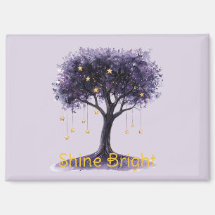 Aimant Étoiles Dorées d'Arbre Violet Brillent Fort