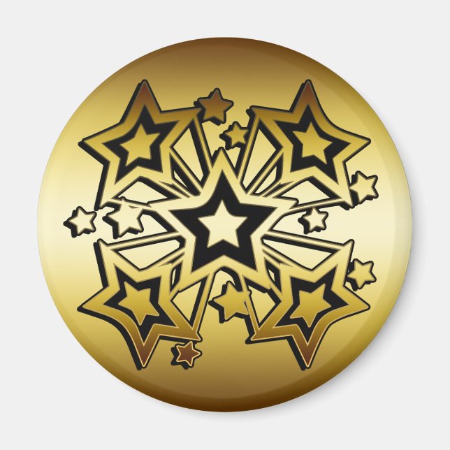 AIMANT ÉTOILES NOIRES ET D'OR (Devant)