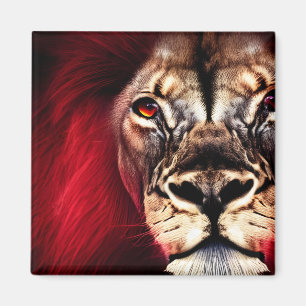 Aimant Étonnant Lion mâle sauvage de fleur