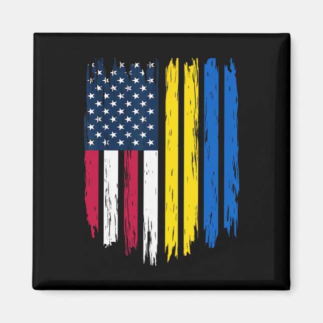 Aimant Étranger immigrant - États-Unis Ukraine Drapeau (Devant)