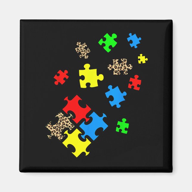 Aimant Être comme pièces de puzzle Leopard Sensibilisatio (Devant)