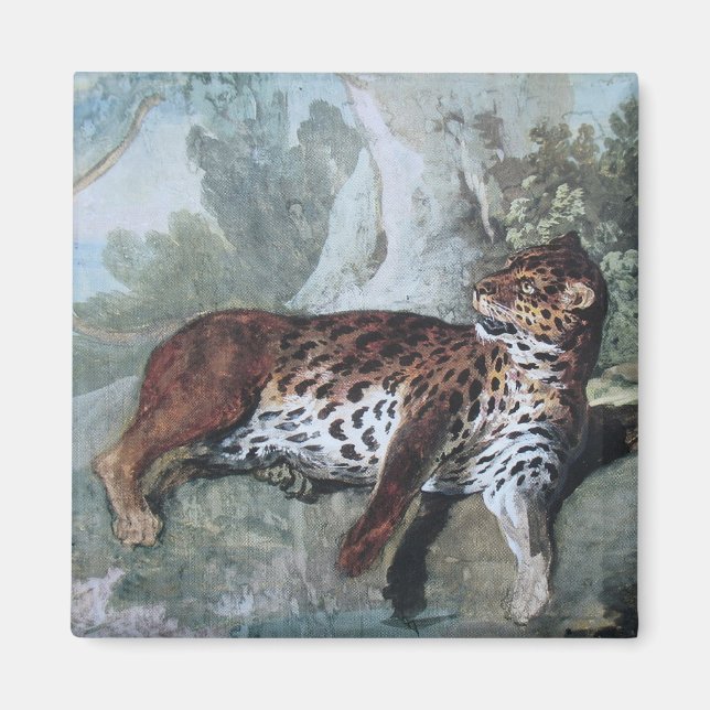 Aimant Étude d'un léopard (par Jean-Baptiste Oudry) (Devant)