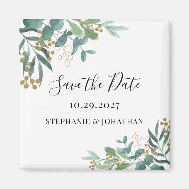Aimant Eucalyptus Greenery Wedding Save The Date  (Devant)