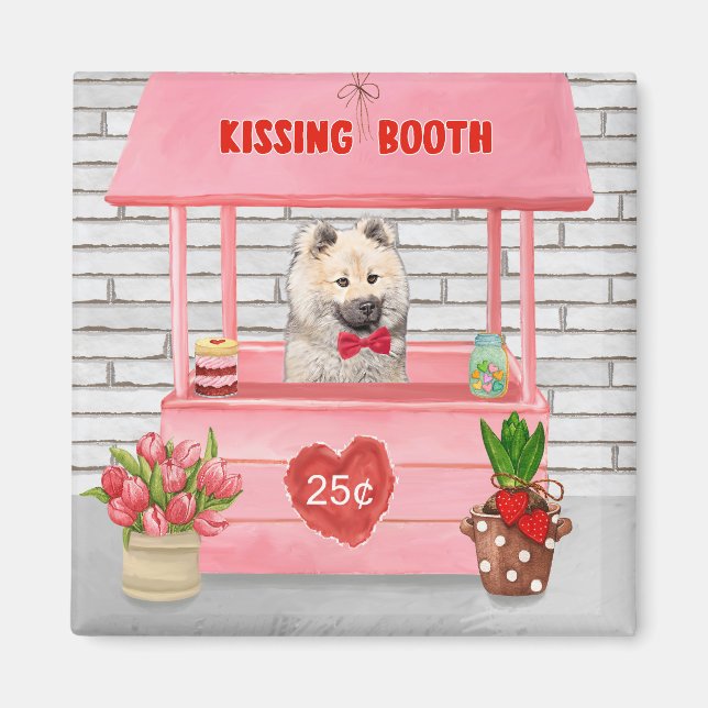 Aimant Eurasier Chien Valentine's Day Kissing Booth (Devant)