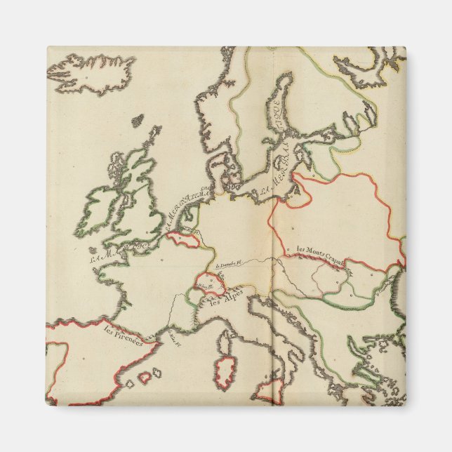 Aimant Europe, Montagnes et Rivières (Devant)