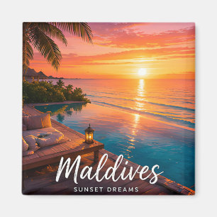 Aimant 🧲 Évasion au coucher du soleil aux Maldives Souve