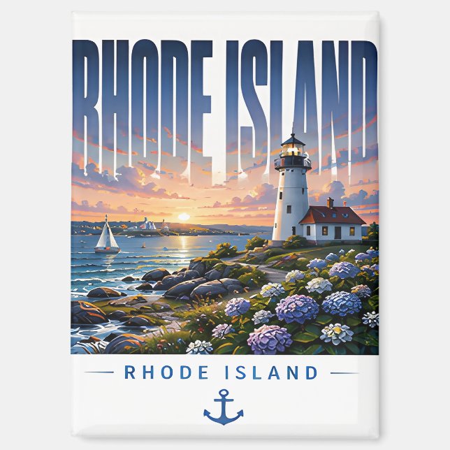Aimant Évasion côtière océanique du phare de Rhode Island (Recto)