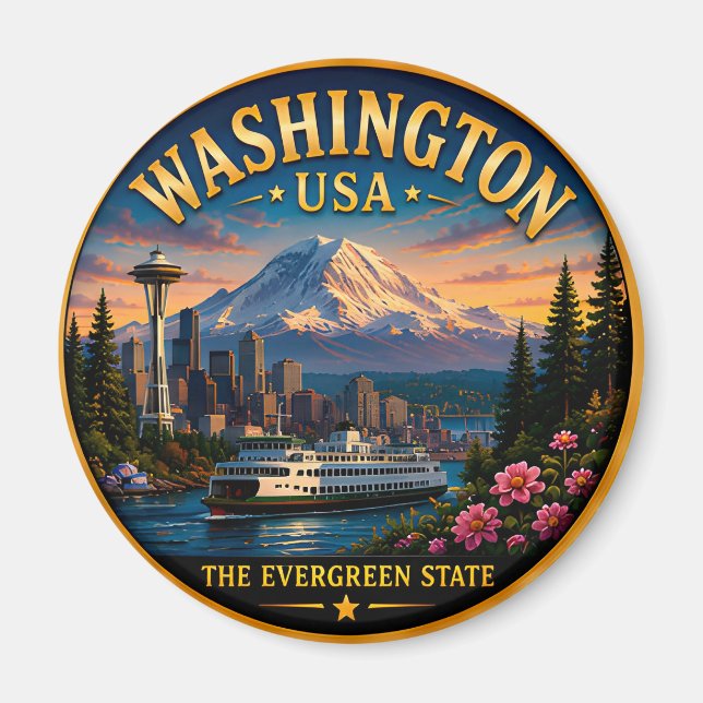 Aimant Évasion de la skyline de Seattle à Washington 🟡 (Devant)