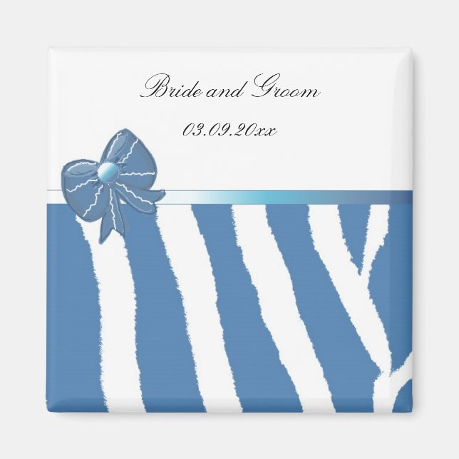 Aimant Événement Moderne Bleu Save the Date (Devant)