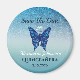 Aimant Événement paillettes bleues pour Quinceañera, cart