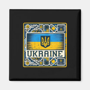 Aimant Éventail ukrainien vintage Drapeau de l'Ukraine Ar