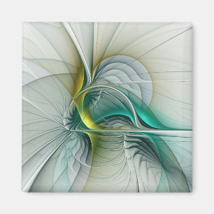 Aimant Évolution fractale, art abstrait turquoise doré
