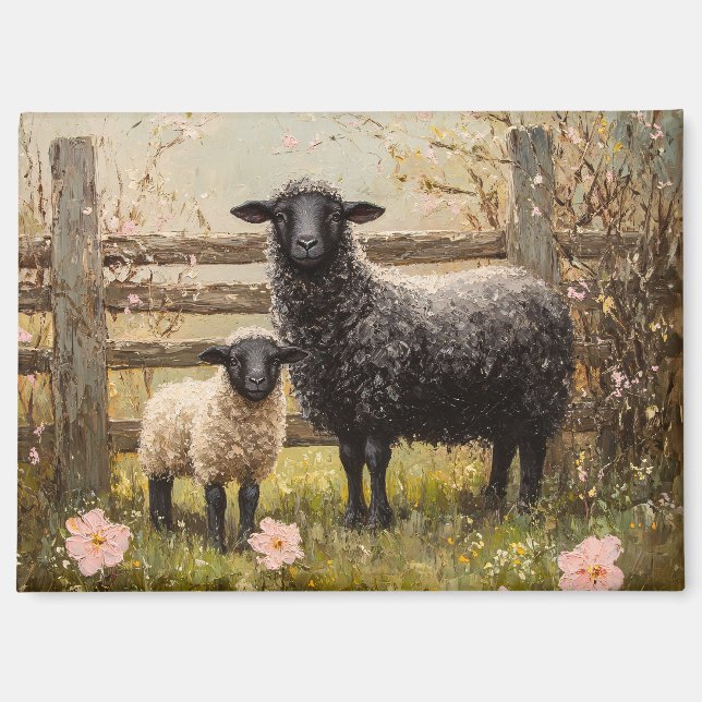 Aimant Ewe et agneau Printemps (Recto)