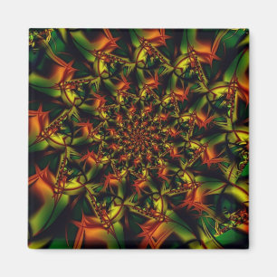 Aimant Exotique Art fractal vert et jaune