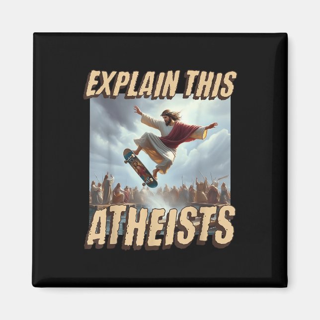 Aimant Expliquez-leur ce athée drôle mème Jésus Skateboar (Devant)