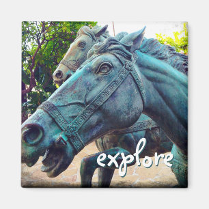 Aimant Explorez le script Chevaux Turquoise Statue antiqu