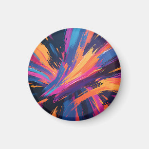 Aimant Explosion de couleur aux coups de pinceau abstrait