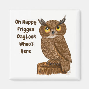 Aimant Expression de hibou d'humour d'aimant