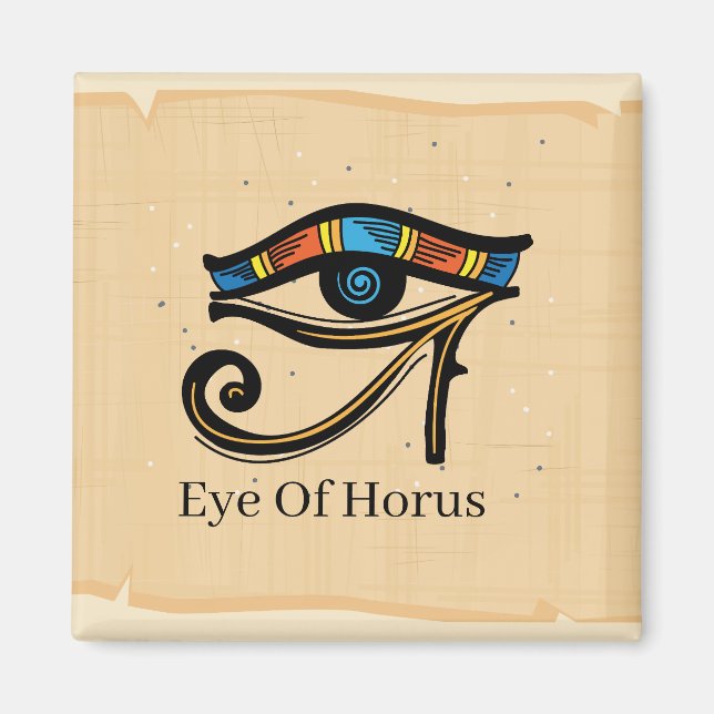 Aimant Eye Of Horus on papyrus, Egyptian hieroglyphs   (Devant)