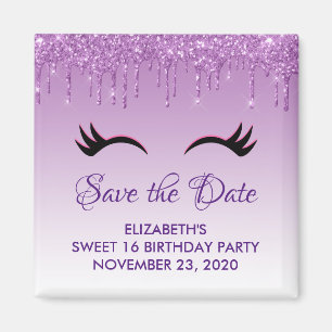 Aimant Eyelashes noirs et Parties scintillant violette En