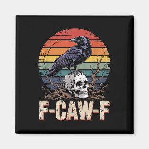 Aimant F-caw-f Corbeau crâne gothique Vintage soleil flor