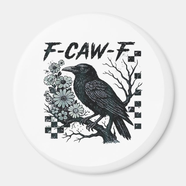 Aimant F-Caw-F Corbeau Oiseau Rétro Classique (Devant)
