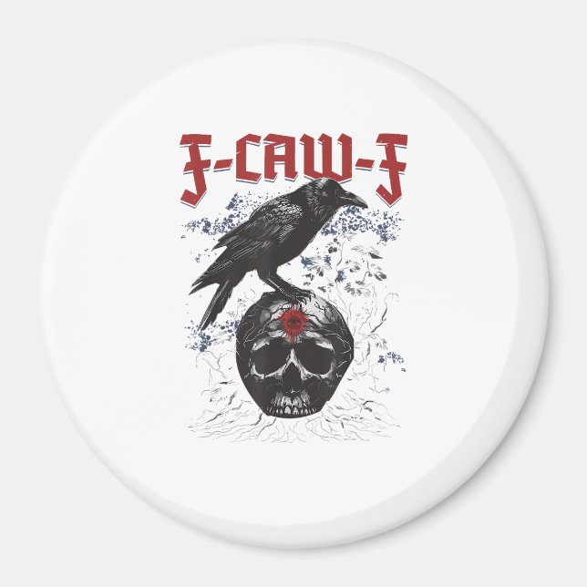 Aimant F-Caw-F Drôle de corbeau d'Halloween Humour gothiq (Devant)