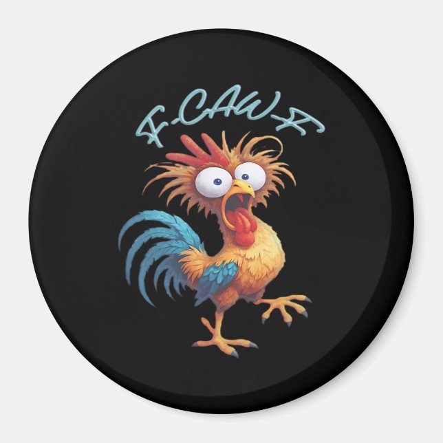 Aimant F Caw F Humour de poulet drôle Style Rétro (Devant)