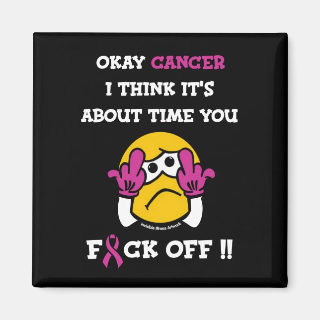 Aimant F#CK OFF...Cancer du sein (Devant)