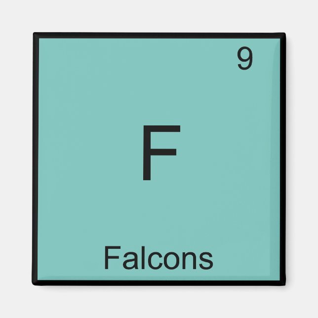 Aimant F - Faucons Symbole de chimie des éléments amusant (Devant)