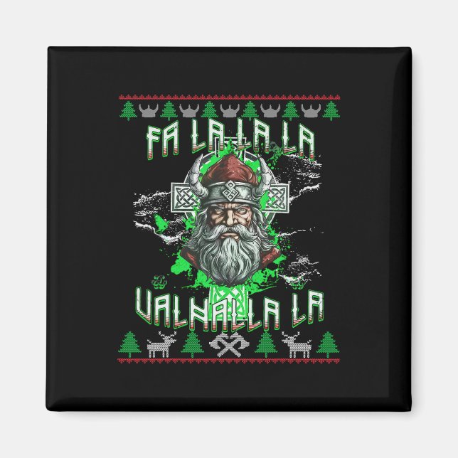 Aimant Fa La 8 Valhalla Santa Hat Viking Crâne Noël (Devant)