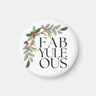 Aimant Fab-Yule-Ous Noël moderne Vert, Rouge et Or
