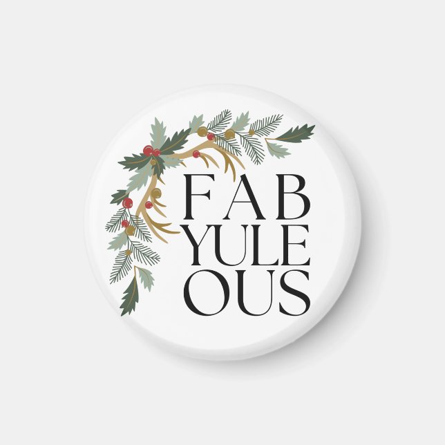 Aimant Fab-Yule-Ous Noël moderne Vert, Rouge et Or (Devant)