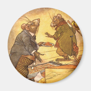 Aimant Fable d'Esope vintage, Souris de campagne, Souris