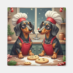 Aimant Fabricants de biscuits de Noël de teckel Peinture