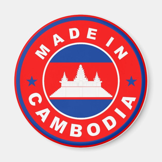 Aimant fabriqué au cambodge étiquette produit du drapeau  (Devant)