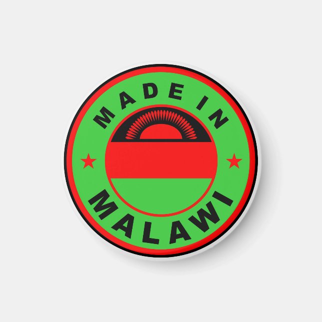 Aimant fabriqué au malawi drapeau pays produit étiquette  (Devant)