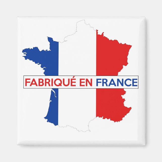 Aimant fabriqué en france carte pays drapeau étiquette (Devant)