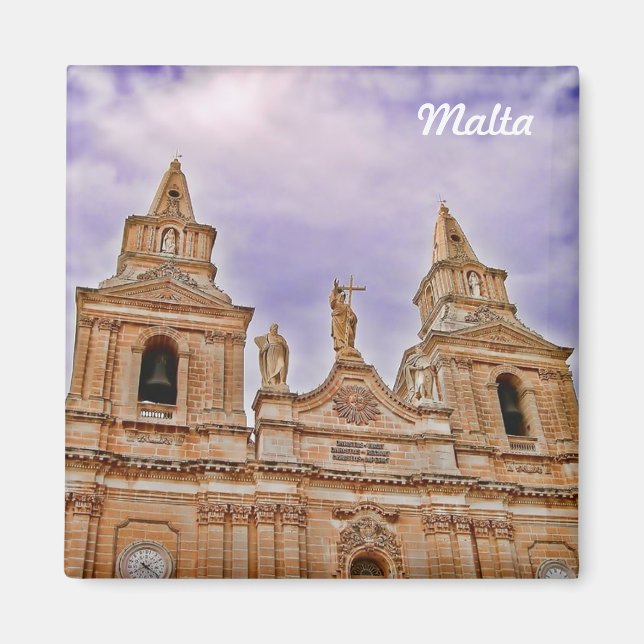Aimant Façade de l'église du village de Mellieha à Malte (Devant)