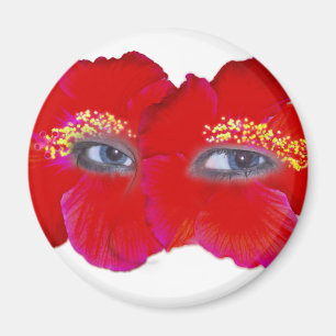 Aimant Face d'Hibiscus - Rouge