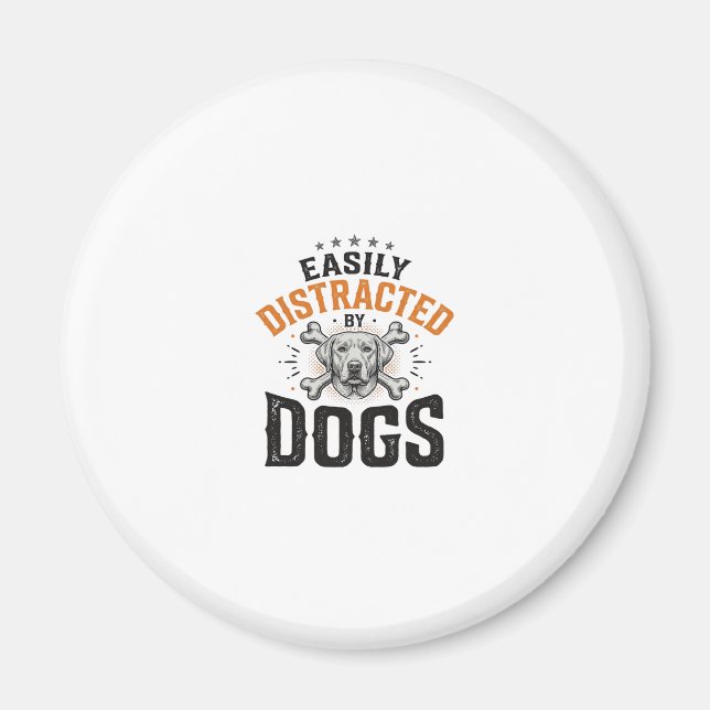 Aimant Facilement distrait par les chiens Design vintage  (Devant)