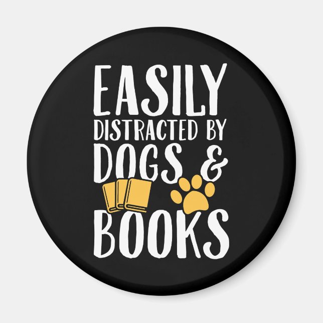 Aimant Facilement distrait par les chiens et les livres (Devant)