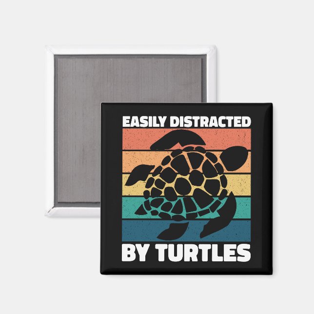 Aimant Facilement Distrait Par Les Tortues Cool Animal Me (Recto/Verso)