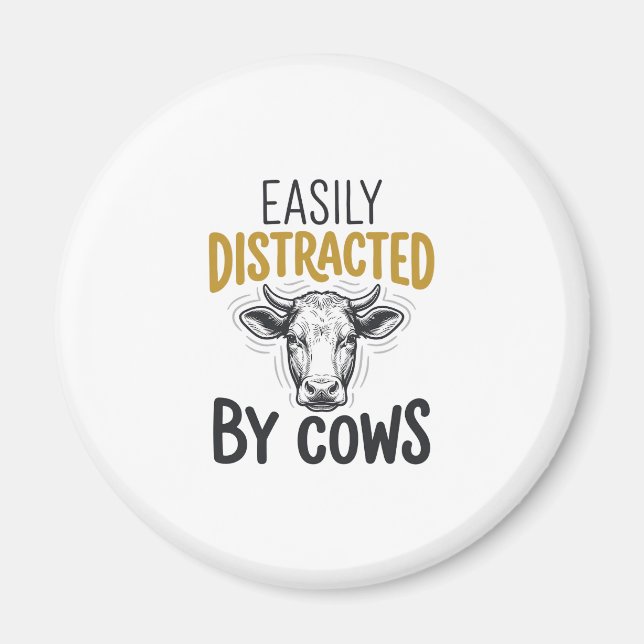 Aimant Facilement Distrait Par Les Vaches Drôle De T-Shir (Devant)