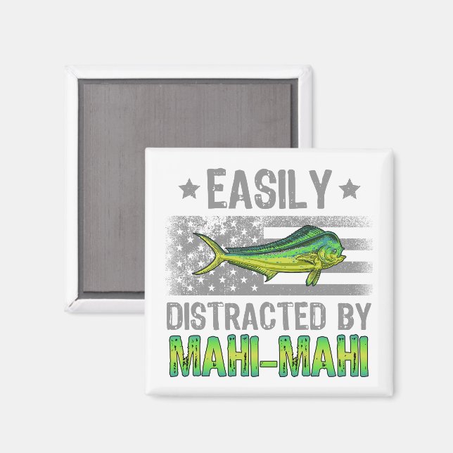 Aimant Facilement distrait par Mahi Mahi, pêcheur US Drap (Recto/Verso)