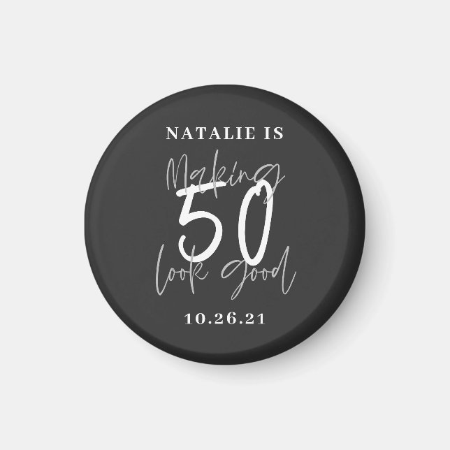 Aimant Faire de 50 ans un bon anniversaire personnalisé (Devant)