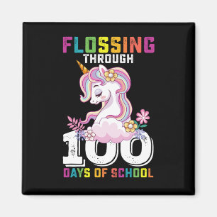 Aimant Faire du flossing à travers 100 jours de licorne d