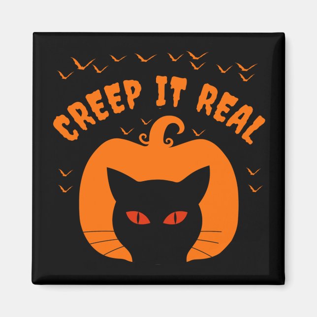 AIMANT FAIRE LE FOU DRÔLE CHAT HALLOWEEN (Devant)