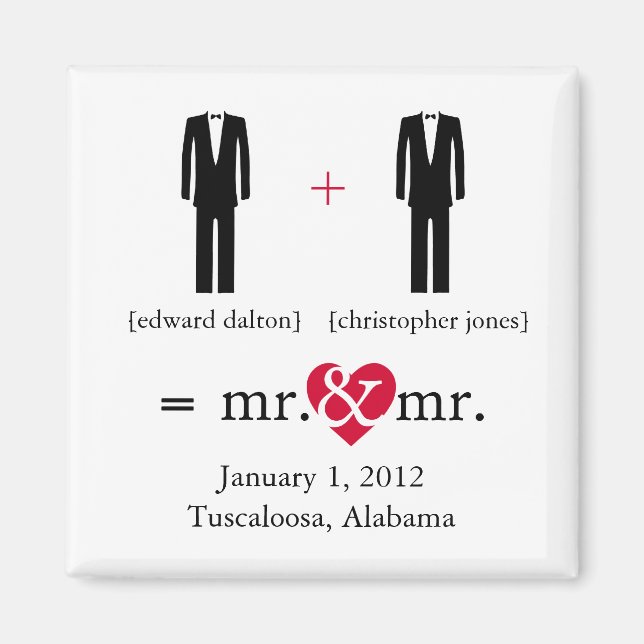 Aimant Faire le Math Gay Enregistrer l'aimant de date (Devant)