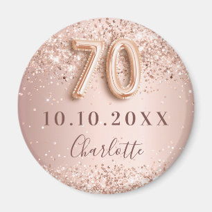 Aimant faire part de 70e anniversaire rose gold blush